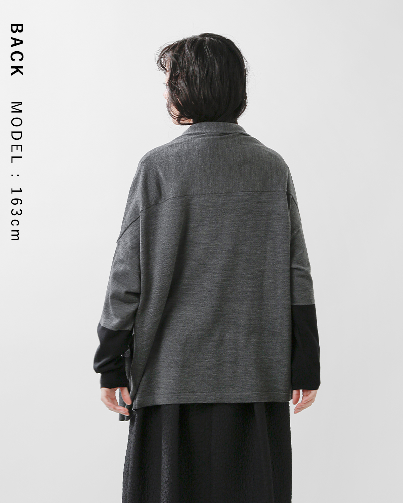 ADAWAS(アダワス)メリノウール配色スリーブカーディガン“EXTRAFINEMERINOCARDIGAN”adws-401-20