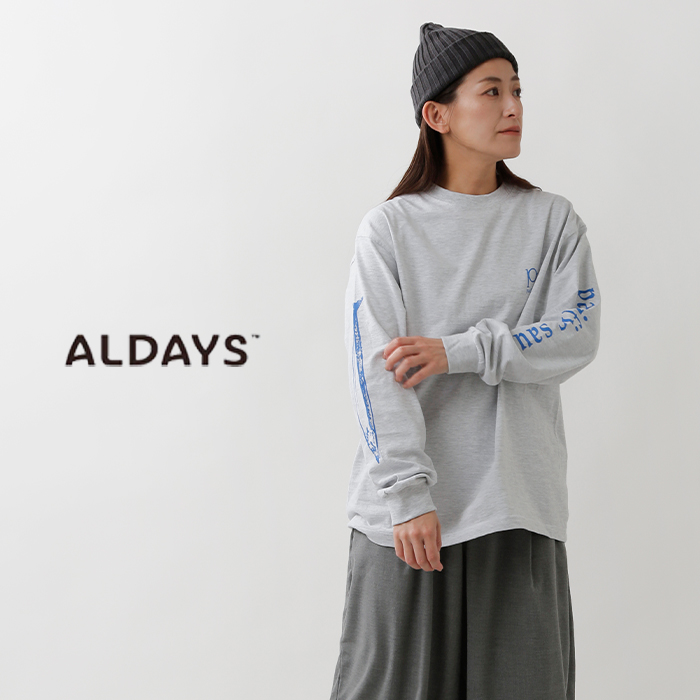 ALDAYS(オルデイズ)コットンロングスリーブプリントTシャツ“PacificSaury”al-aw005