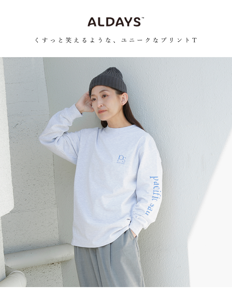 ALDAYS(オルデイズ)コットンロングスリーブプリントTシャツ“PacificSaury”al-aw005