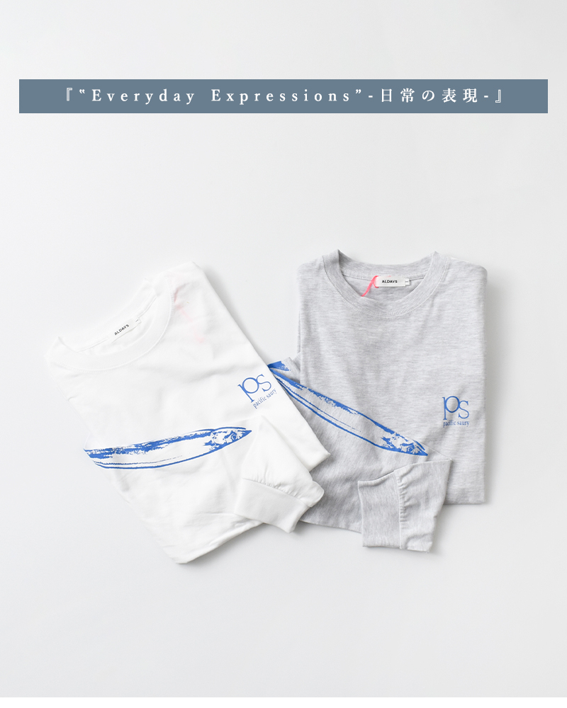 ALDAYS(オルデイズ)コットンロングスリーブプリントTシャツ“PacificSaury”al-aw005