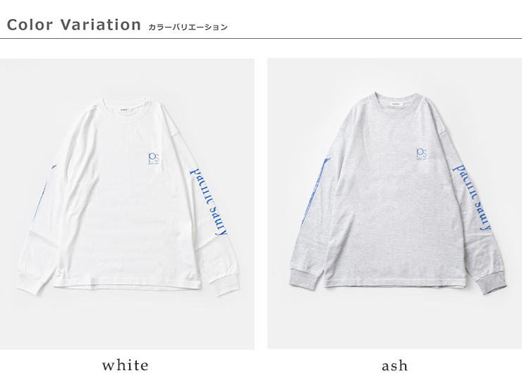 ALDAYS(オルデイズ)コットンロングスリーブプリントTシャツ“PacificSaury”al-aw005