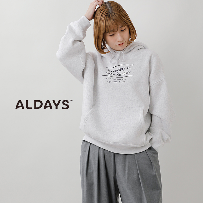 ALDAYS(オルデイズ)ビッグシルエットスウェットフーディ“HOLIDAY/LIKESUNDAY”al-aw013-015