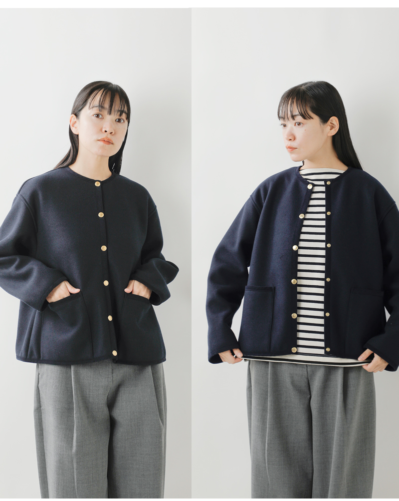 Traditional Weatherwear(トラディショナルウェザーウェア)アークリーダブルフェイスジャージーAラインノーカラージャケット“ARKLEYA-LINEW-FACEJERSEY”l242apfco0387mw