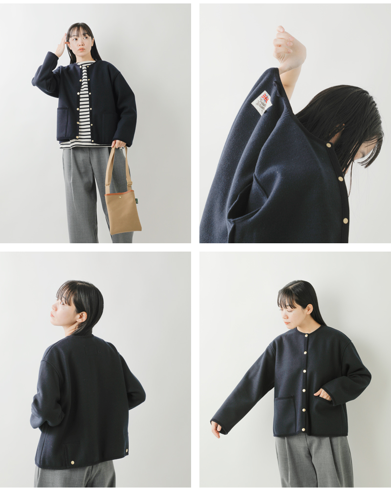 Traditional Weatherwear(トラディショナルウェザーウェア)アークリーダブルフェイスジャージーAラインノーカラージャケット“ARKLEYA-LINEW-FACEJERSEY”l242apfco0387mw