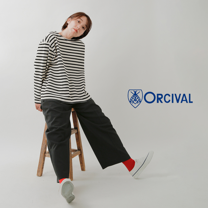 ORCIVAL(オーチバル・オーシバル)コットンロードボートネックワイドロングスリーブプルオーバーb249-24aw