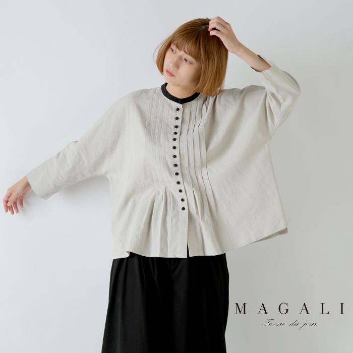 MAGALI(マガリ)コットンリネンピンタックアンティークブラウスbl255