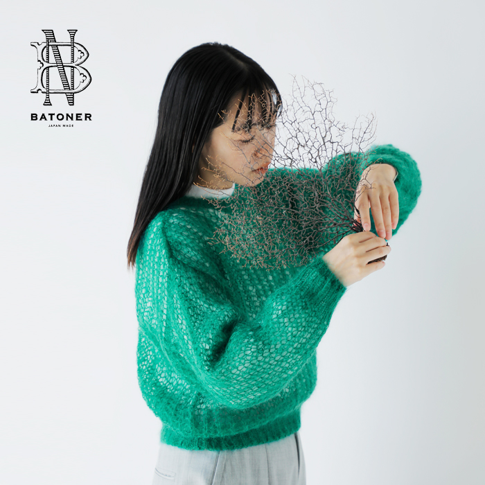 BATONER(バトナー)モヘアクルーネックニットプルオーバー“FLUFFYMOHAIRCREWNECK”bn-24fl-025