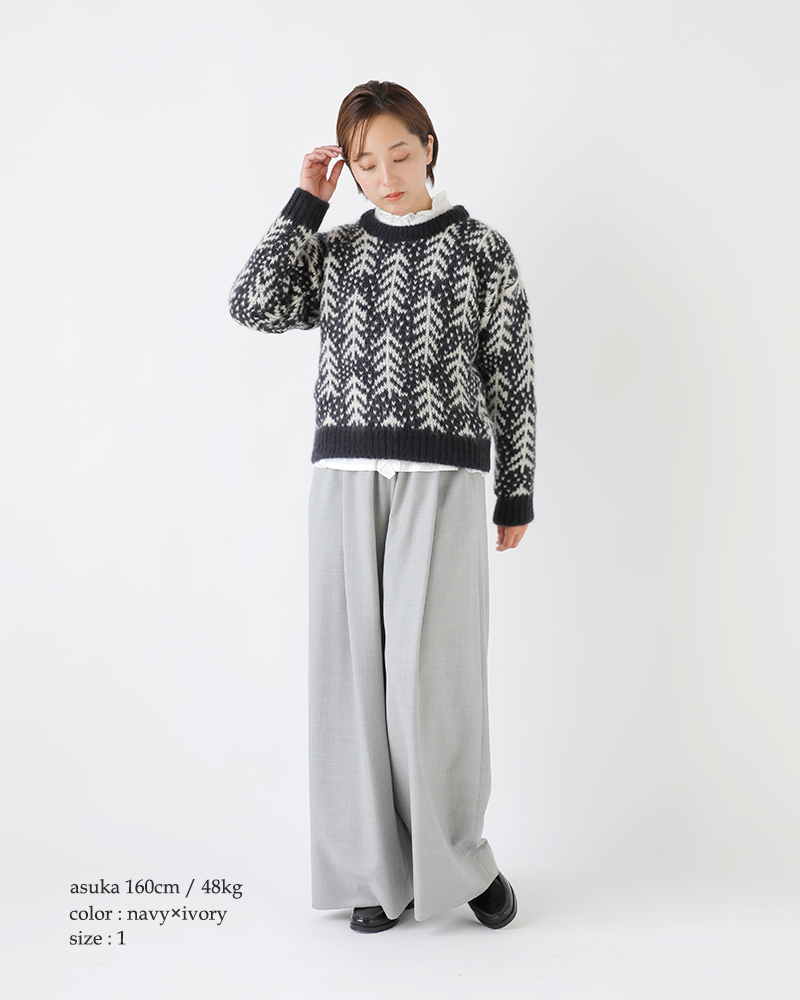 BATONER(ogi[)wAE[WK[hN[lbNjbgvI[o[gCEDERJACQUARDMOHAIRCREWNECKhbn-24fl-067