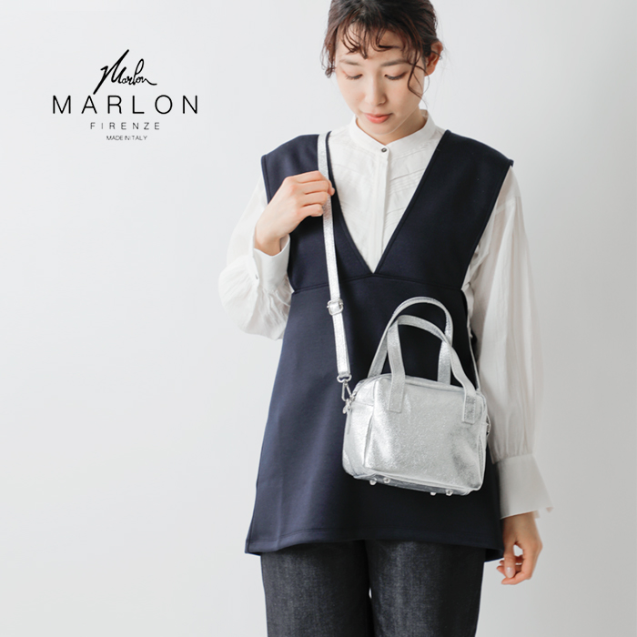 MARLON FIRENZE(マーロンフィレンツェ)カウレザースクエアハンドバッグ“BORSABAILEYSMALL”borsa-bailey-small