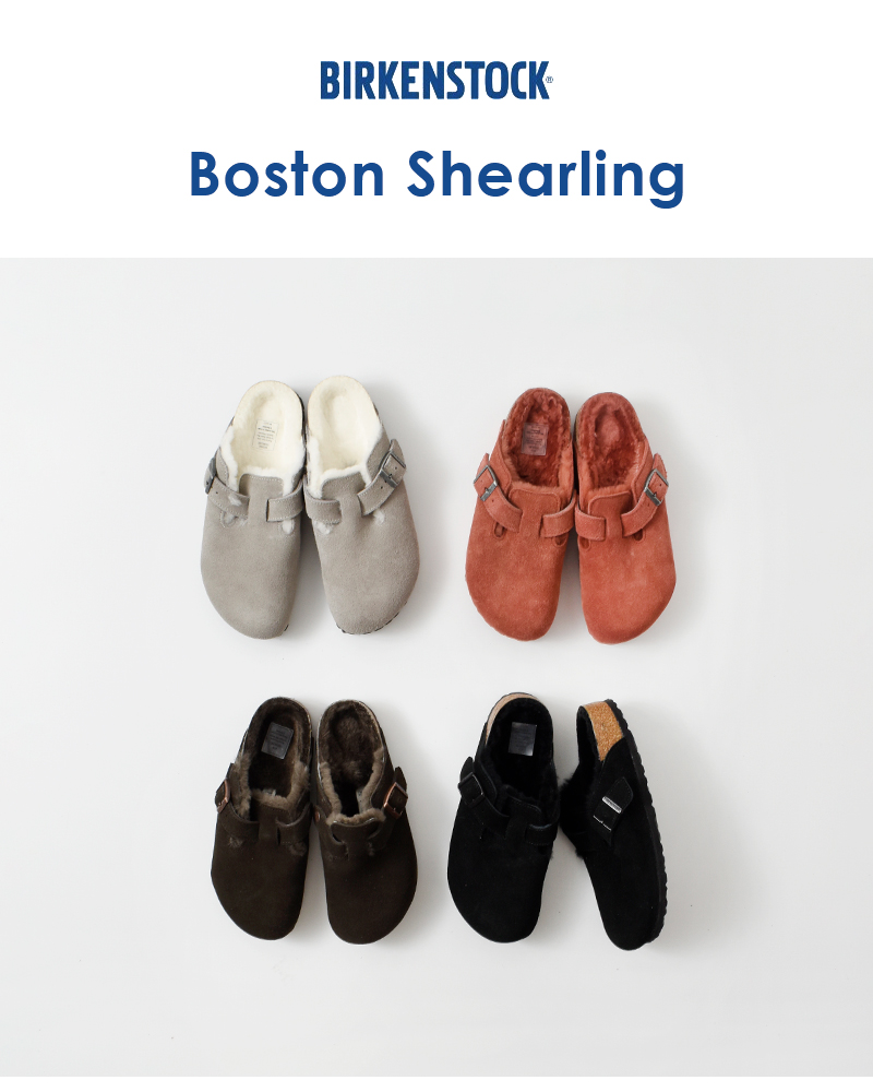 BIRKENSTOCK(ビルケンシュトック)スエードストラップフラットクロッグサンダル“BOSTONSHEARLING”boston-shearling