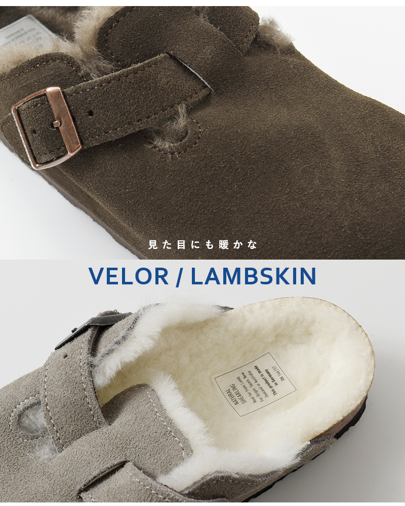 BIRKENSTOCK(ビルケンシュトック)スエードストラップフラットクロッグサンダル“BOSTONSHEARLING”boston-shearling