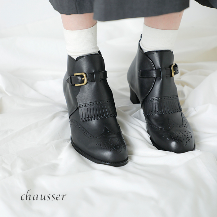 chausser(ショセ)カウレザーキルトメダリオンショートブーツc-2359