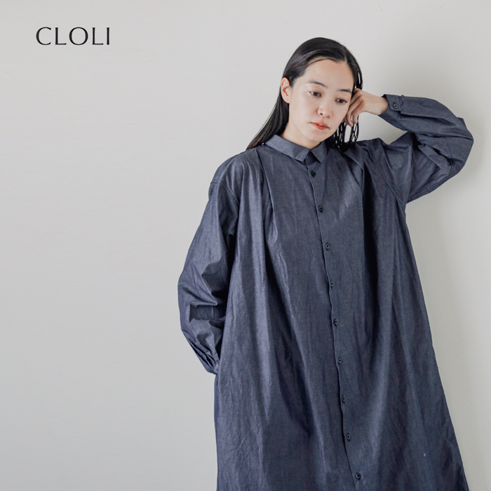 CLOLI(クロリ)コットンタックシャツドレス“COTTONTUCKSHIRTDRESS”cl-d0012