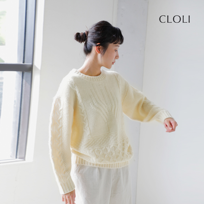 CLOLI(クロリ)ウールアランケーブルセーター“ARANCABLESWEATER”cl-n0011