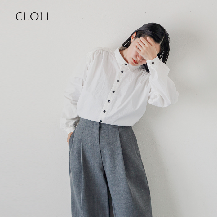 CLOLI(クロリ)コットンギャザーシャツ“COTTONGATHERSHIRT”cl-s0031