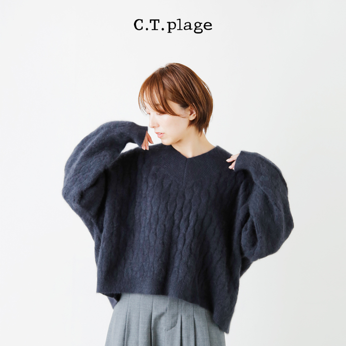 C.T.plage(シーティープラージュ)ラクーンフォックスウールVネックニットプルオーバーct24323