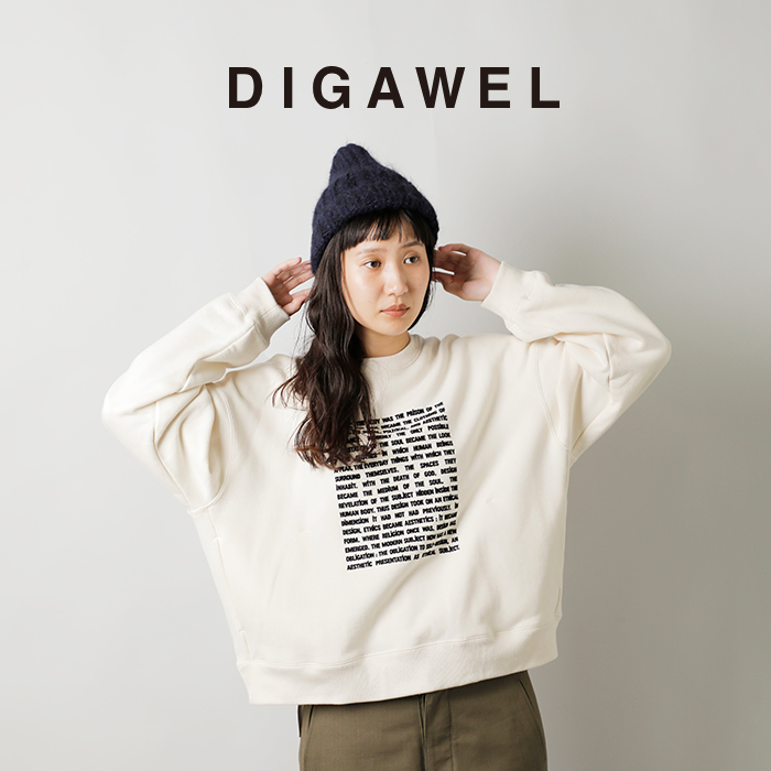 DIGAWEL(ディガウェル)コットンステートメントスウェットシャツ“Statementsweatshirt”dwxb031