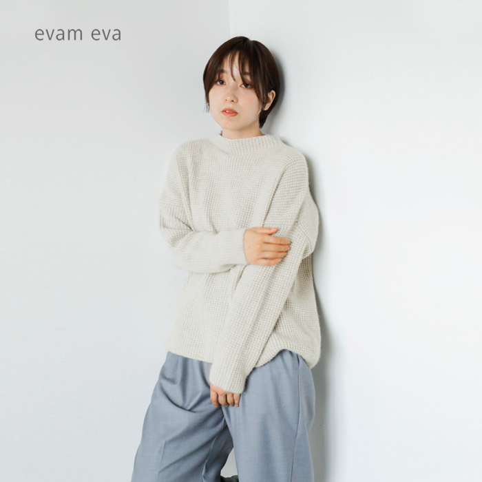 evam eva エヴァムエヴァ カシミヤ 畦編み ニット プルオーバー 