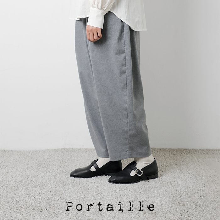 Portaille(ポルタユ)ホースレザーストラップシューズf54-lkuflatmc