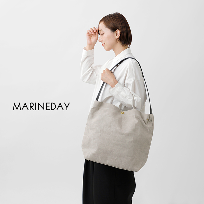 MARINE DAY(マリンデイ)リネン帆布パラフィン栃木レザーショルダーバッグ“fishfly”fishfly