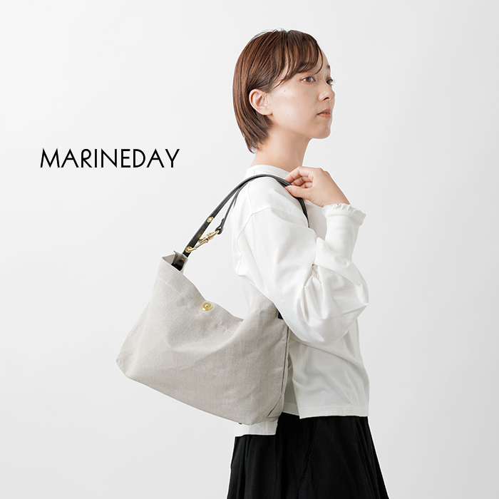 MARINE DAY(マリンデイ)リネン帆布パラフィン栃木レザーショルダーバッグ“FOURSHIP”fourship-rinen