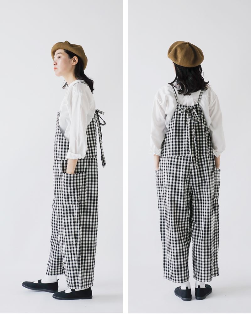 Gauze# ガーゼ コットン ギンガム トラバイユ サロペット “GINGHAM TRAVAIL SALOPETTE” g963-ms レディース  ÷pre÷ | Piu di aranciato(ピウディアランチェート)