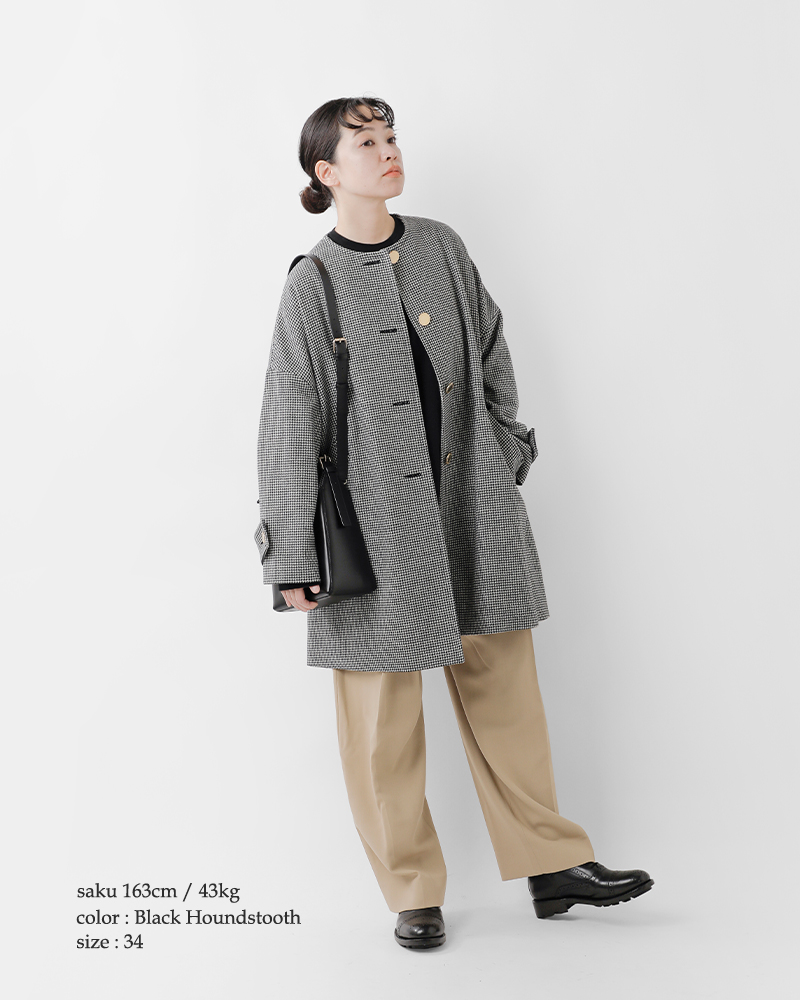 Traditional Weatherwear(トラディショナルウェザーウェア)マールトンライトメルトンチェックウールノーカラーコート“MALTONN/C”l242kgfco0368mh