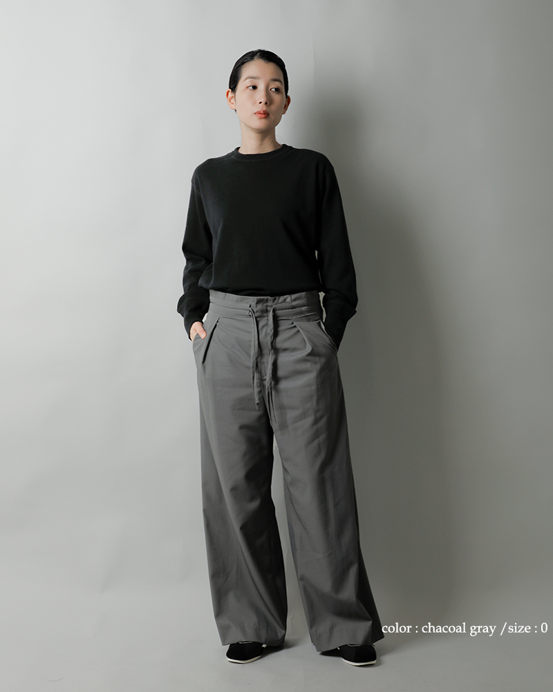 graphpaperウーリーコットンツイルドローストリングワイドトラウザーパンツ“WoolyCottonTwillDrawstringWidePants”gl243-40075b