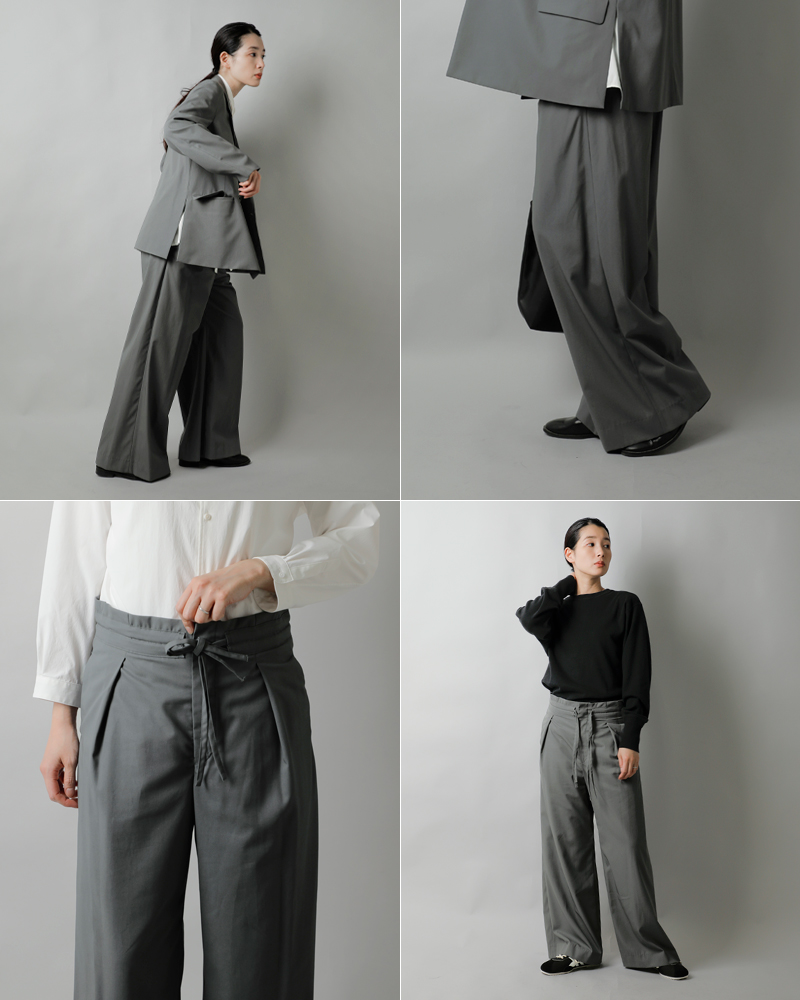 graphpaperウーリーコットンツイルドローストリングワイドトラウザーパンツ“WoolyCottonTwillDrawstringWidePants”gl243-40075b