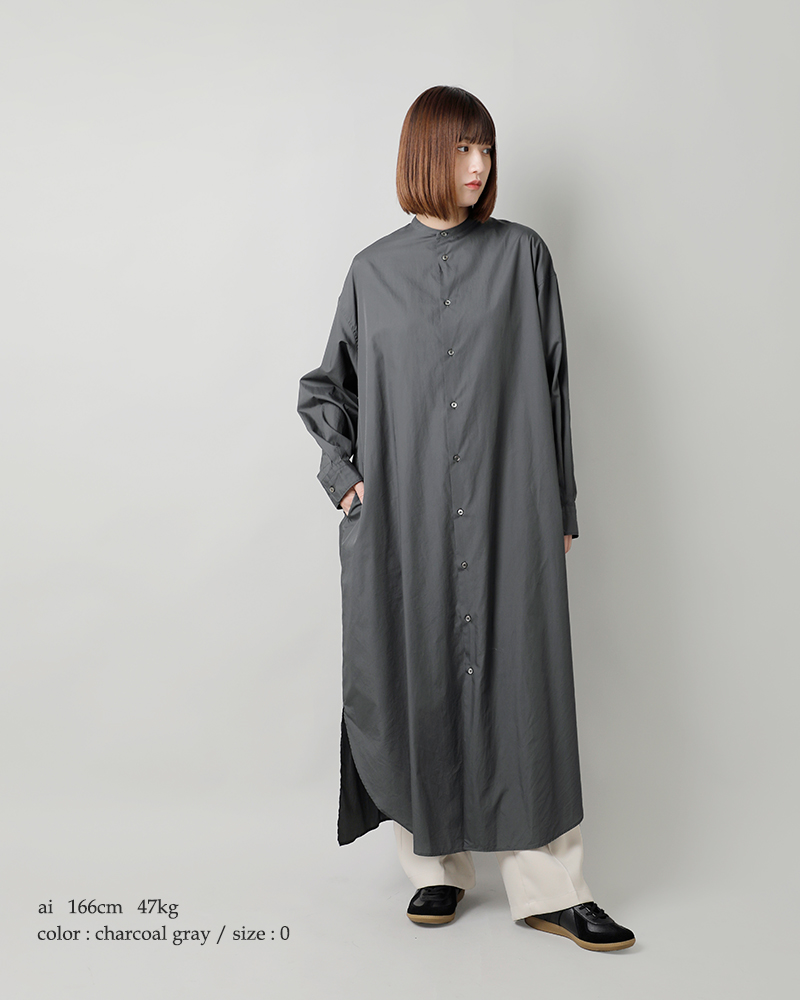 graphpaper(グラフペーパー)コットンバンドカラーオーバーサイズシャツワンピース“BroadBandCollarOversizedShirtDress”gl243-60009b