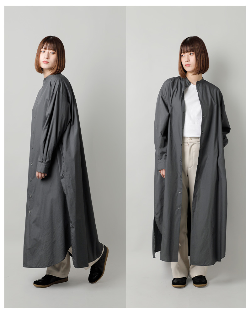 graphpaper(グラフペーパー)コットンバンドカラーオーバーサイズシャツワンピース“BroadBandCollarOversizedShirtDress”gl243-60009b