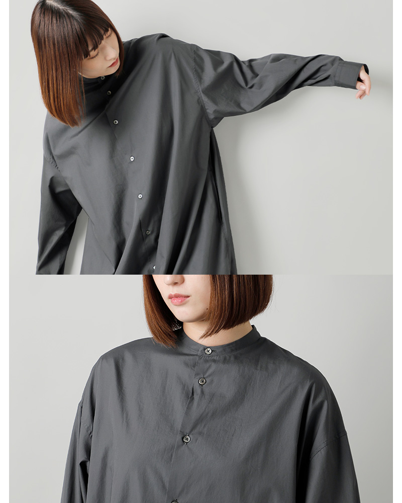 graphpaper(グラフペーパー)コットンバンドカラーオーバーサイズシャツワンピース“BroadBandCollarOversizedShirtDress”gl243-60009b