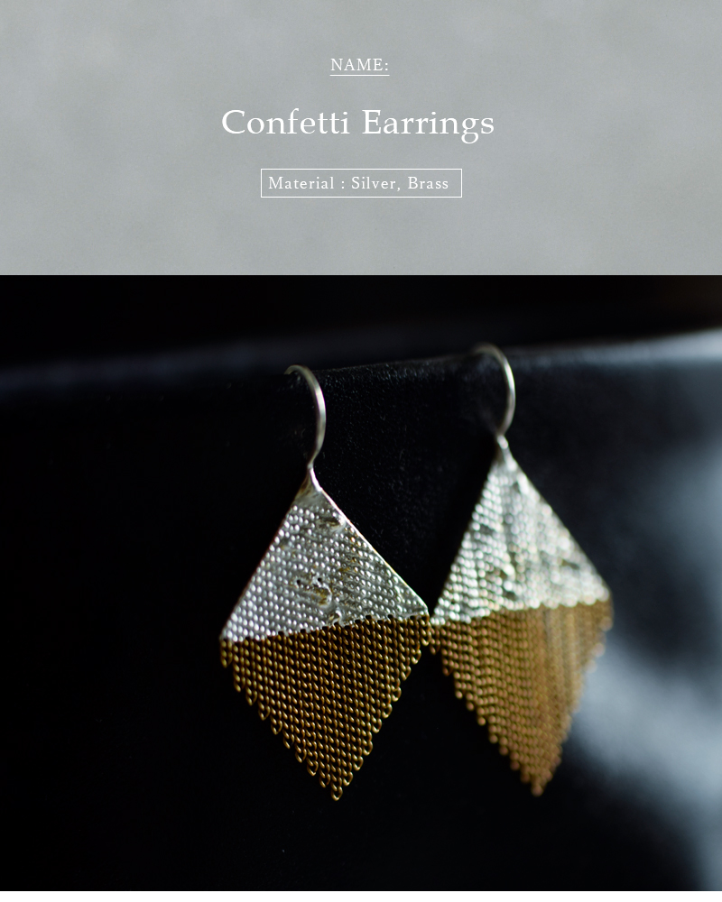 Hannah Keefe(ハンナ・キーフ)真鍮チェーンシルバーロウ付けコンフェッティピアス“ConfettiEarrings”hke2-013