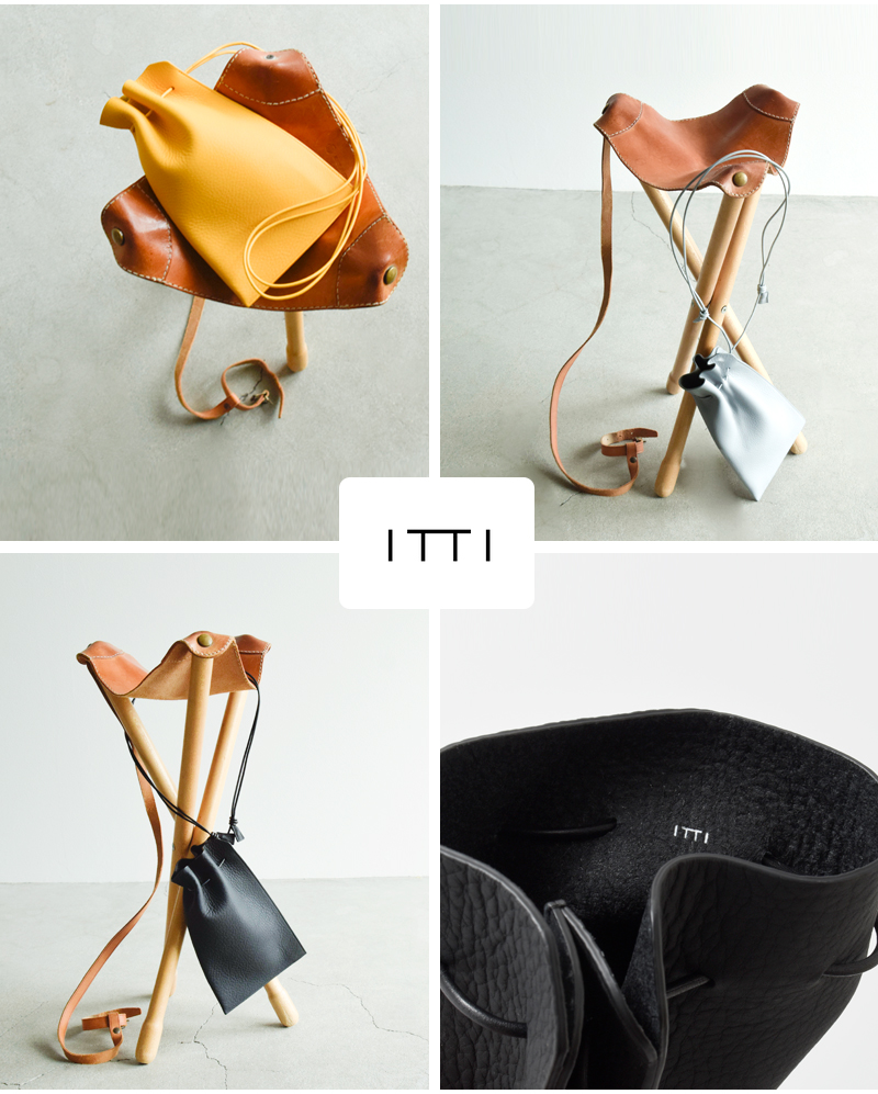 ITTI(イッチ)レザーヘリー巾着ポーチバッグ“HERRIEKINCHAKUPOUCH-PM/DIPLOSKY”itti-bag-090-ds