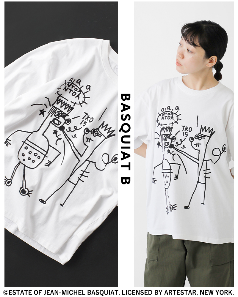 Johnbull(ジョンブル)コットンバスキアプリントTシャツjt242c11-14-16