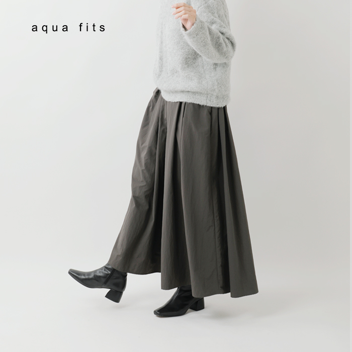 AQUA FITS(アクアフィッツ)ナイロンギャザーロングスカーチョjwamp0367-01