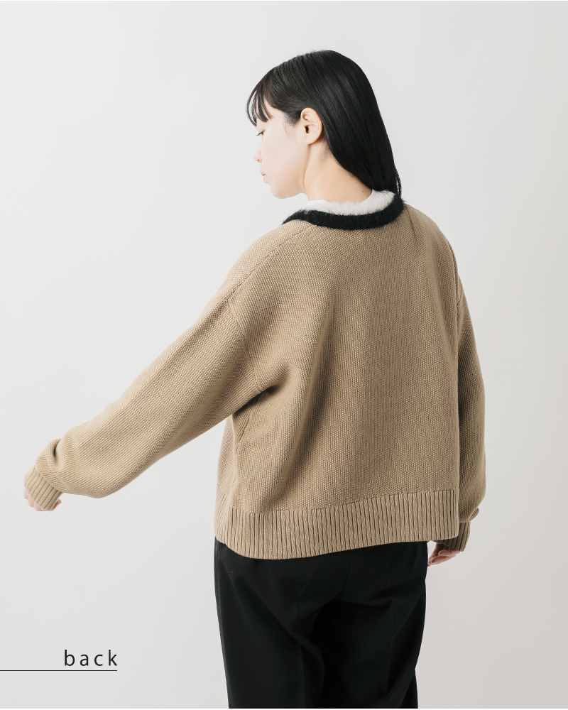 FRED PERRY(フレッド ペリー)テクスチャードトリムVネックニットプルオーバー“TEXTUREDTRIMV-NECKJUMPER”k8123