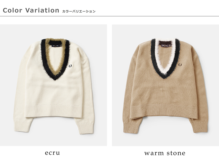 FRED PERRY(フレッド ペリー)テクスチャードトリムVネックニットプルオーバー“TEXTUREDTRIMV-NECKJUMPER”k8123