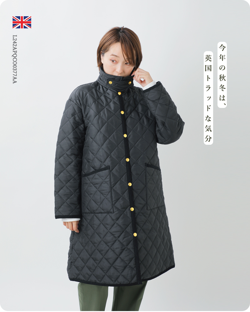 Traditional Weatherwear(トラディショナルウェザーウェア)ウェーバリーキルティングロングAラインジャケット“WAVERLYTWWLONGA-LINE”l242apqco0377aa