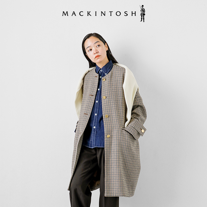 MACKINTOSH(マッキントッシュ)ハウンドトゥースハンビーノーカラーコクーンメタルボタンコート“HUMBIENOCOLLARCOCOONMB”l242hi1162codq