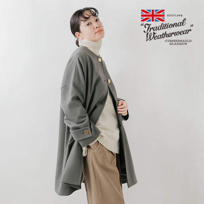 Traditional Weatherwear(トラディショナルウェザーウェア)マールトンライトメルトンウールノーカラーコート“MALTONN/C”l242kgfco0368ml