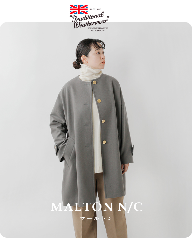 Traditional Weatherwear(トラディショナルウェザーウェア)マールトンライトメルトンウールノーカラーコート“MALTONN/C”l242kgfco0368ml