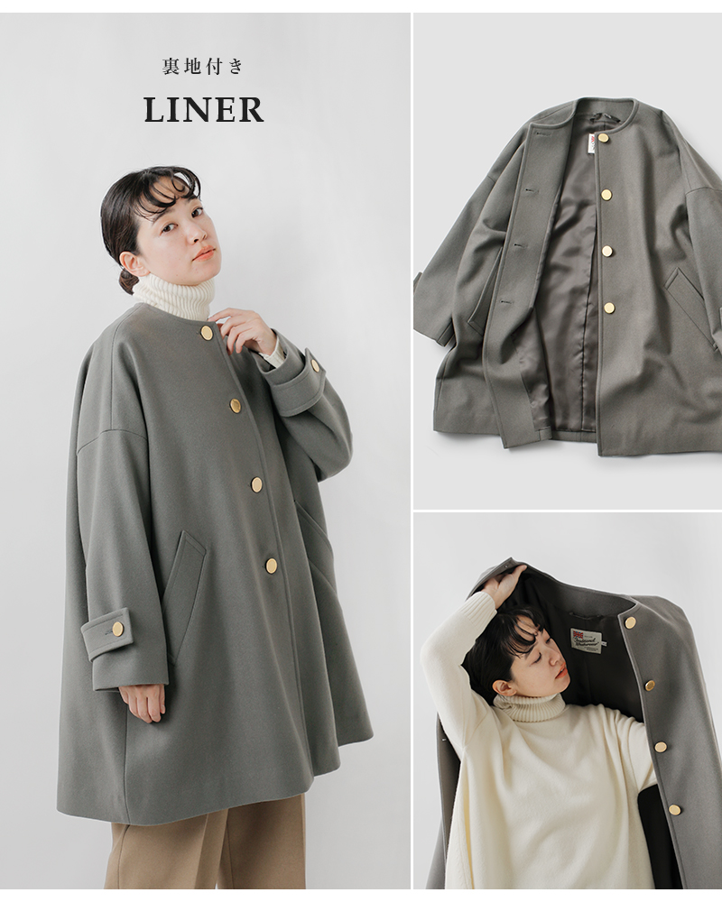 Traditional Weatherwear(トラディショナルウェザーウェア)マールトンライトメルトンウールノーカラーコート“MALTONN/C”l242kgfco0368ml