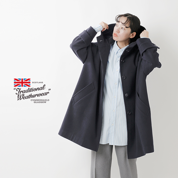 Traditional Weatherwear(トラディショナルウェザーウェア)マールトンライトメルトンウールフードコート“MALTONHOOD”l242kgfco0369ml