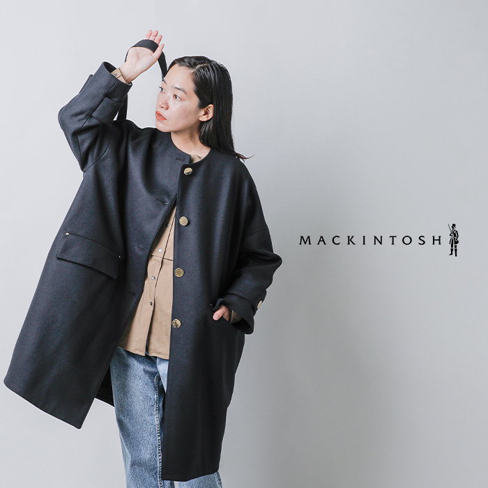 MACKINTOSH(マッキントッシュ)ライトウェイトメルトンウールハンビーノーカラーコクーンメタルボタンコート“HUMBIENOCOLLARCOCOONMB”l242mo1162fm2k