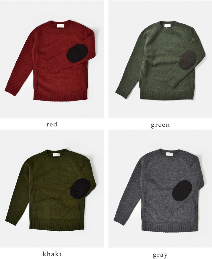 soglia(ソリア)エルボーパッチウールニットプルオーバー“LANDNOAHSweater”landnoah-sweater