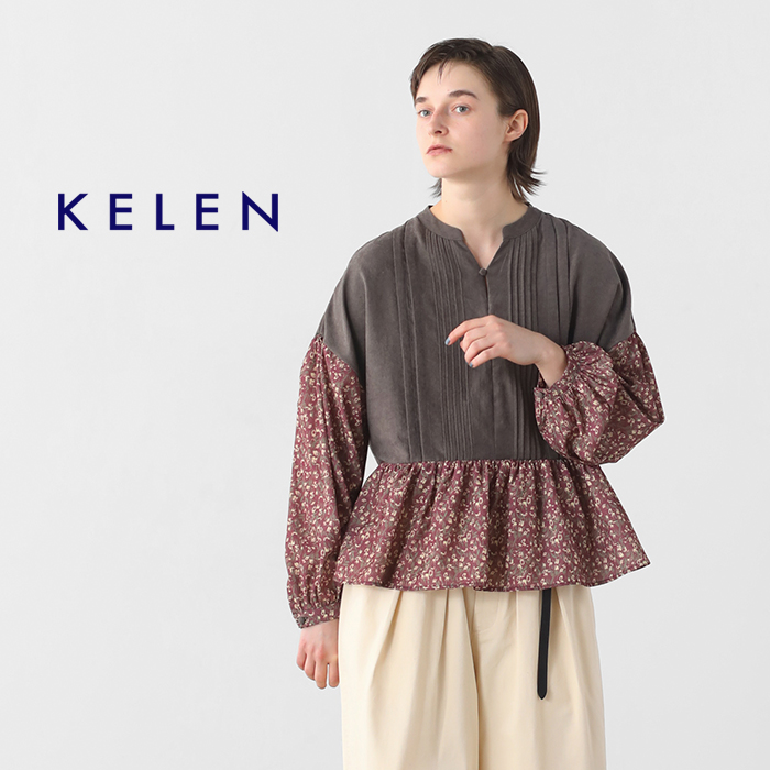 kelen(ケレン)フラワープリントコンビデザイントップス“UNIS”lkl24fbl2150