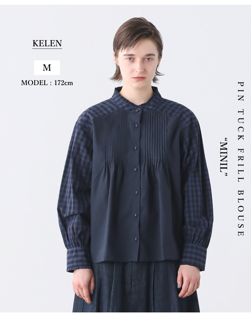 kelen(ケレン)コットンピンタックフリルブラウス“MINIL”lkl24fbl2152