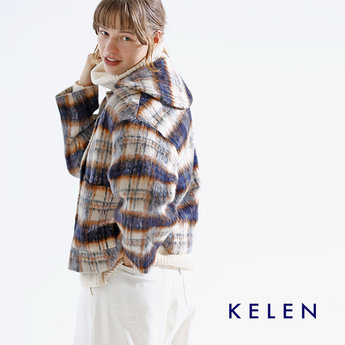 kelen(ケレン)セーラーカラーデザインチェックコート“SEBI”lkl24wjk2052