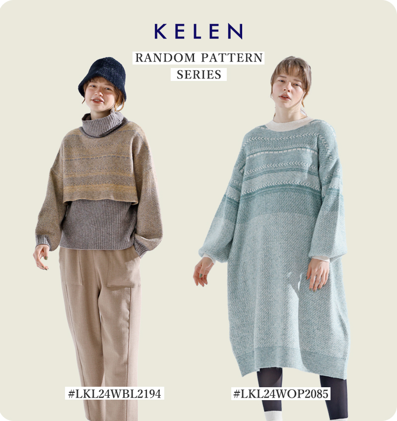 kelen(ケレン)ランダムパターンデザインニットドレス“MASSY”lkl24wop2085